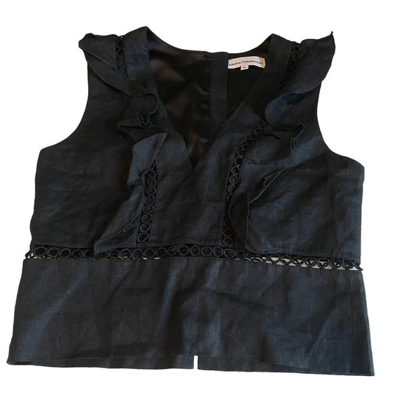 Karina Grimaldi Women's Top Black Sleeveless Size Medium 100% Linen NEW - Picture 3 of 8